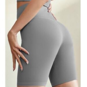 🩶✨ Ensemble Sport Sculptant Gris – Haut Ajusté & Short Taille Haute – Image 3