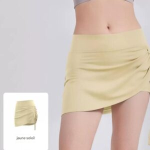 🌞 Ensemble Sport Femme Jaune Soleil – Veste Zippée & Jupe Short Élégante; Qualité Premium. Taille : M, L, XL 2XL 3XL – Image 3