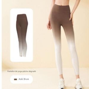 Ensemble de sport dégradé brun Aoki (legging + brassière) – Yoga, Fitness & Running – Tailles M, L, XL, 2XL – Image 3