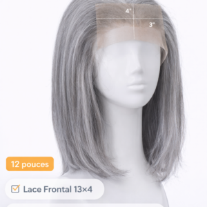 Perruque Lace Frontal 13x4 Grise – Cheveux 100% Humains Vietnam Hair – Lisse 12 Pouces – Image 3