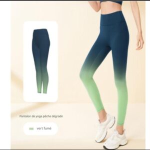 Ensemble de yoga dégradé vert fumé (legging + brassière) – Tailles M à 2XL – Image 3