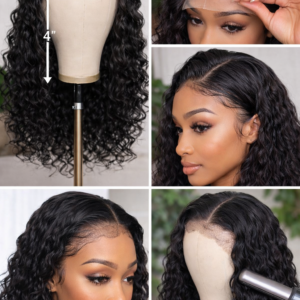 Perruque Lace Frontal 13x4 Water Wave – 100% Cheveux Humains – 18 pouces – Couleur Noir Naturel – Image 4