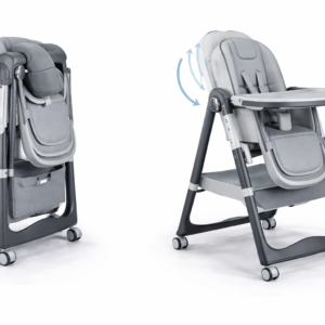 Chaise Haute Bébé Multifonction Réglable – Pliable avec Roues & Tablette – Image 4