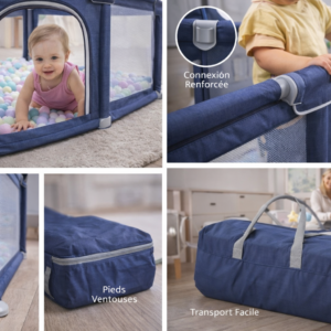 Parc Bébé Pliable Sécurisé avec Maille Respirante – Espace de Jeu XXL – Image 3
