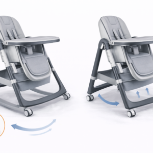 Chaise Haute Bébé Multifonction Réglable – Pliable avec Roues & Tablette – Image 6